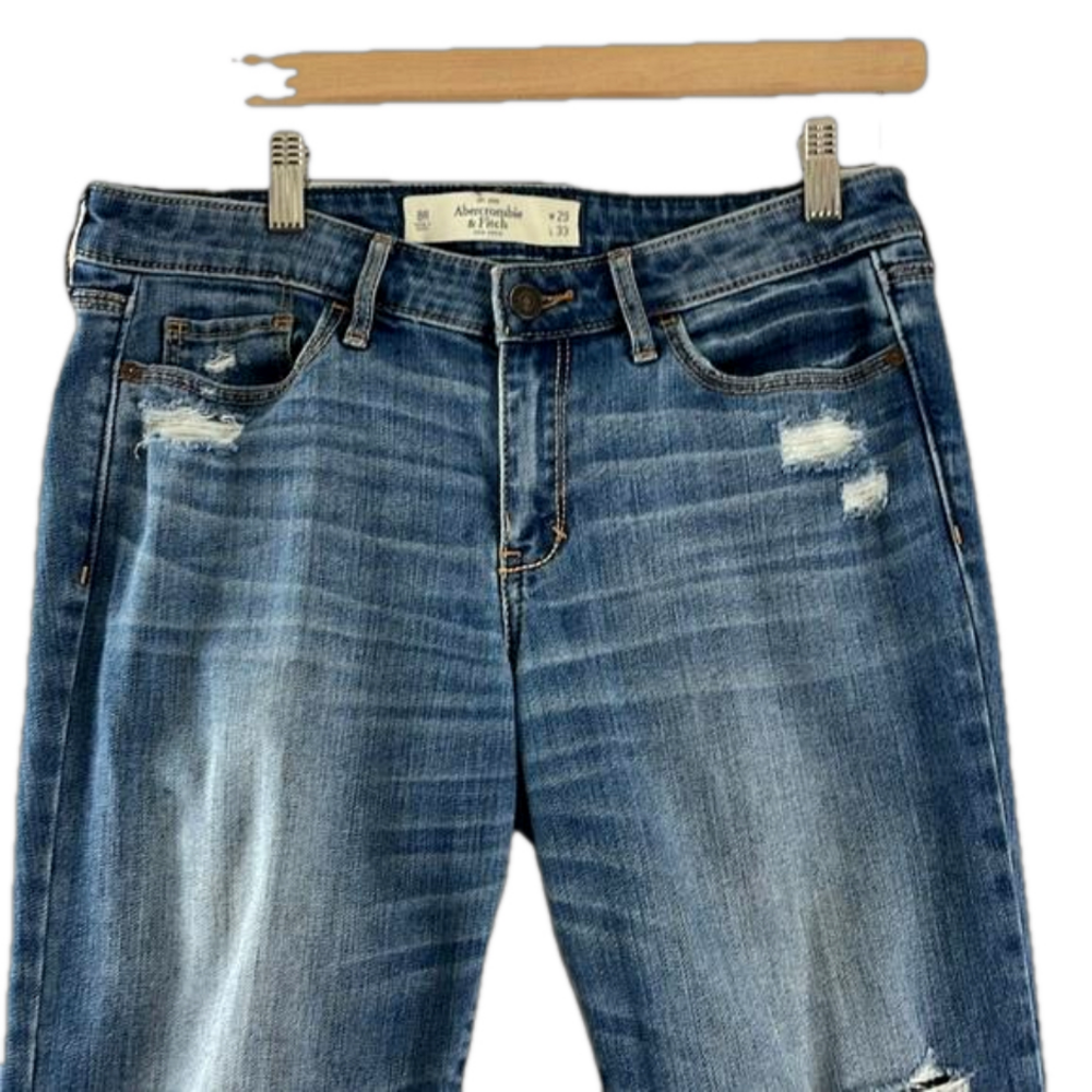 Abercrombie and Fitch Low-Rise Distressed Straight-Leg Jeans